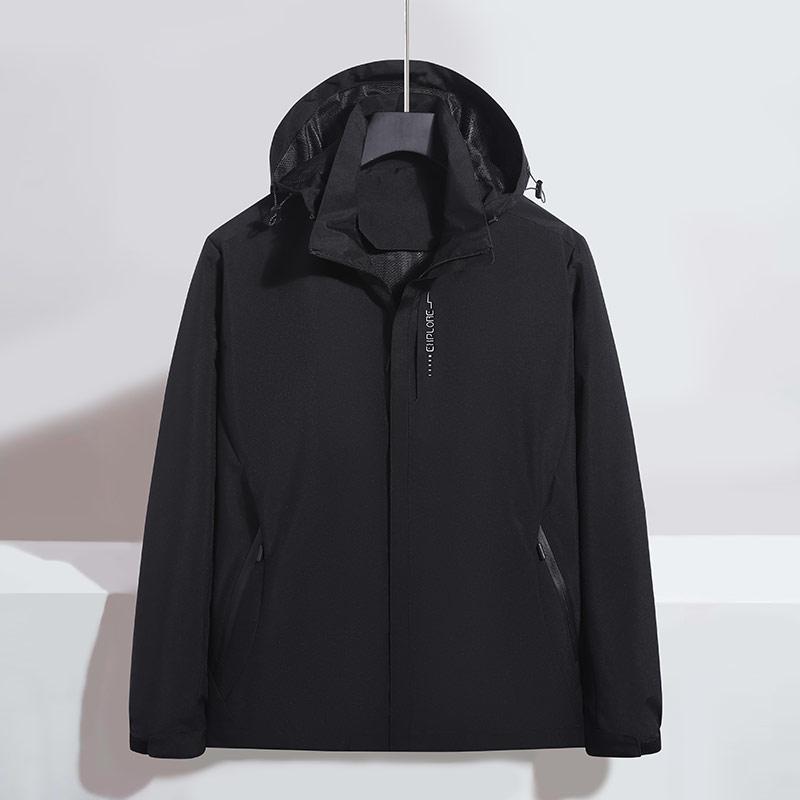 

Men's Jackets Large Size Jacket Outdoor Windbreaker Sports Solid Color Spring/autumn Hooded Stand-up Collar Casual Clothing, Black;brown