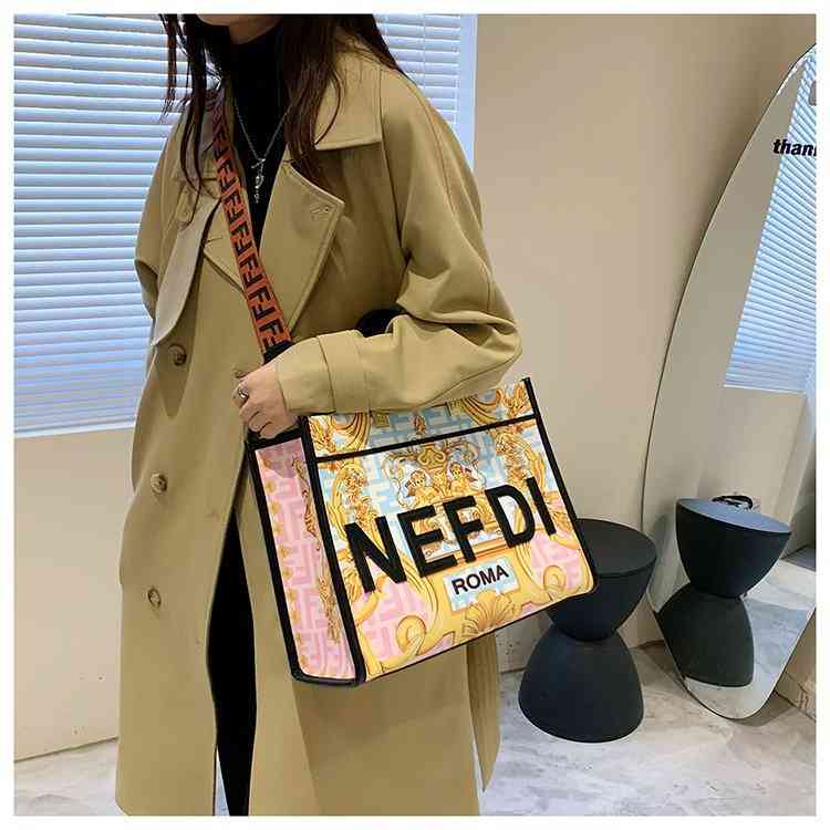 

new trend personalized graffiti large capacity Tote Bag women's sling Shoulder Messenger Handbags Design deals, Blue