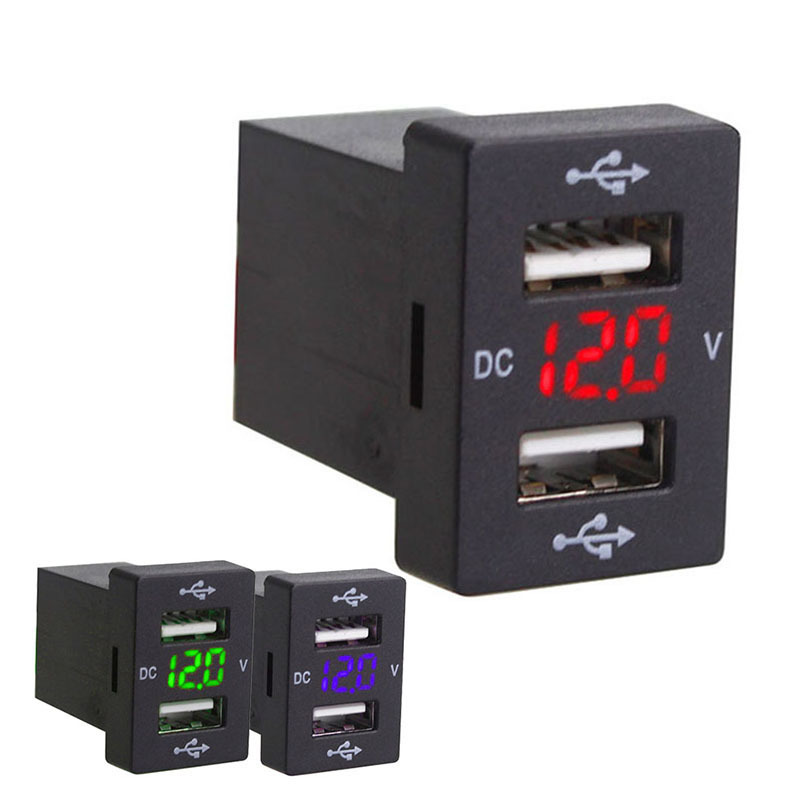

2.1A Dual Car USB Charger Socket For Toyota 12-24V USB Car Power Adapter Charger For Mobile Phone Car Charger with Power Line D5