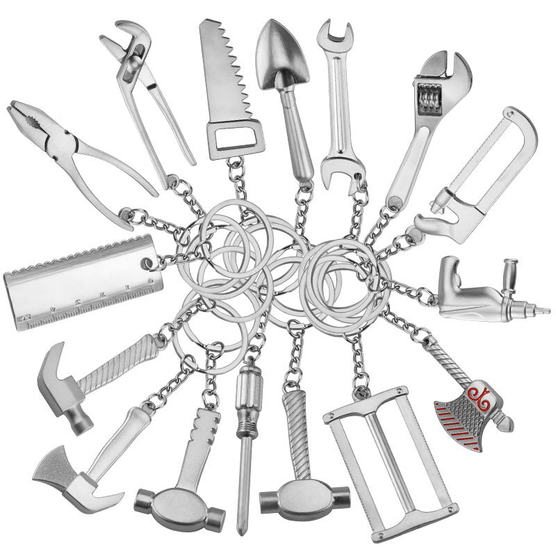 

Hot Keychains For Men Car Bag Key Rings Combination Tool Portable Mini Utility Pocket Clasp Ruler Hammer Wrench Pliers Shovel 494 H1