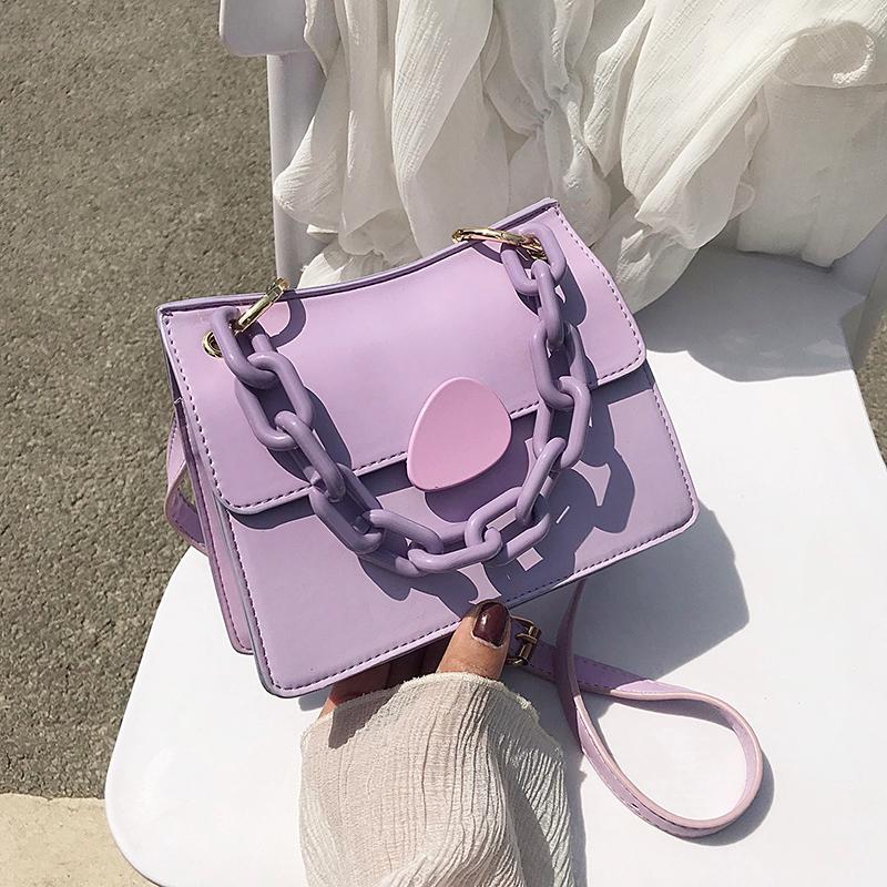 

Evening Bags Candy Color Thick Chain PU Leather Crossbody For Women 2022 Elegant Shoulder Handbags Female Travel Cross Body BagEvening, Yellow