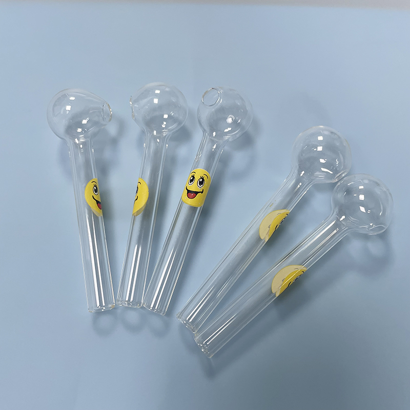 

Smile face pyrex glass oil burner smoke pipe mini smoking oil bowl vaporizer