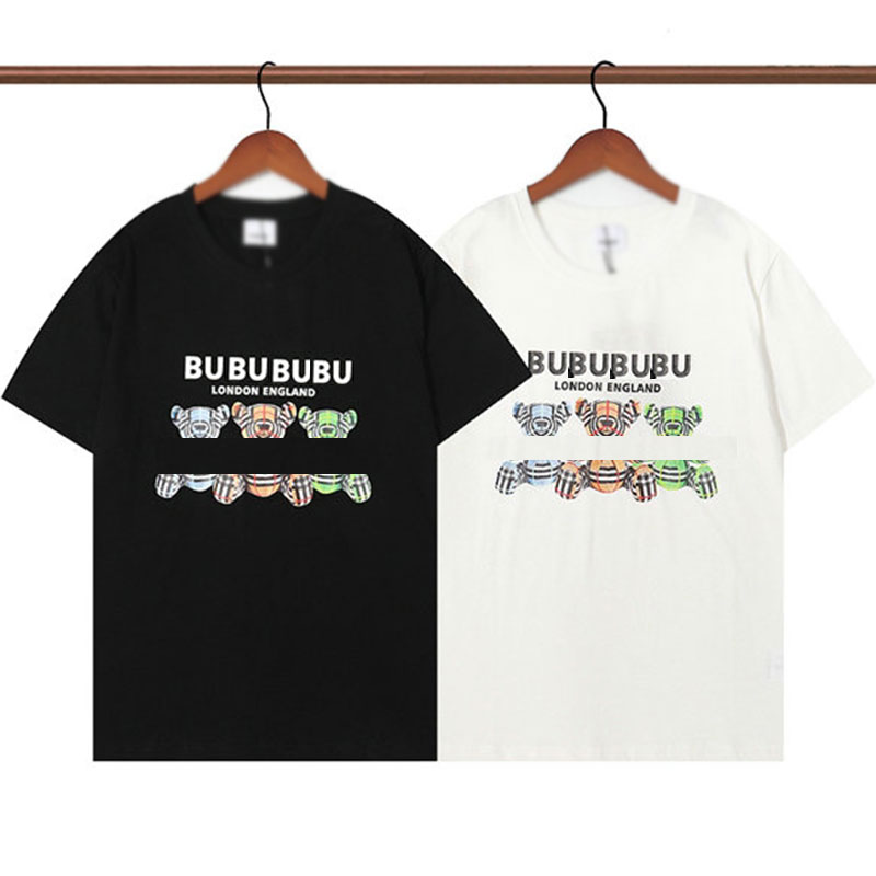 T-shirt de mode pour hommes poitrine lettre ours imprimé été à manches courtes de haute qualité en vrac surdimensionné t-shirts décontractés 100%