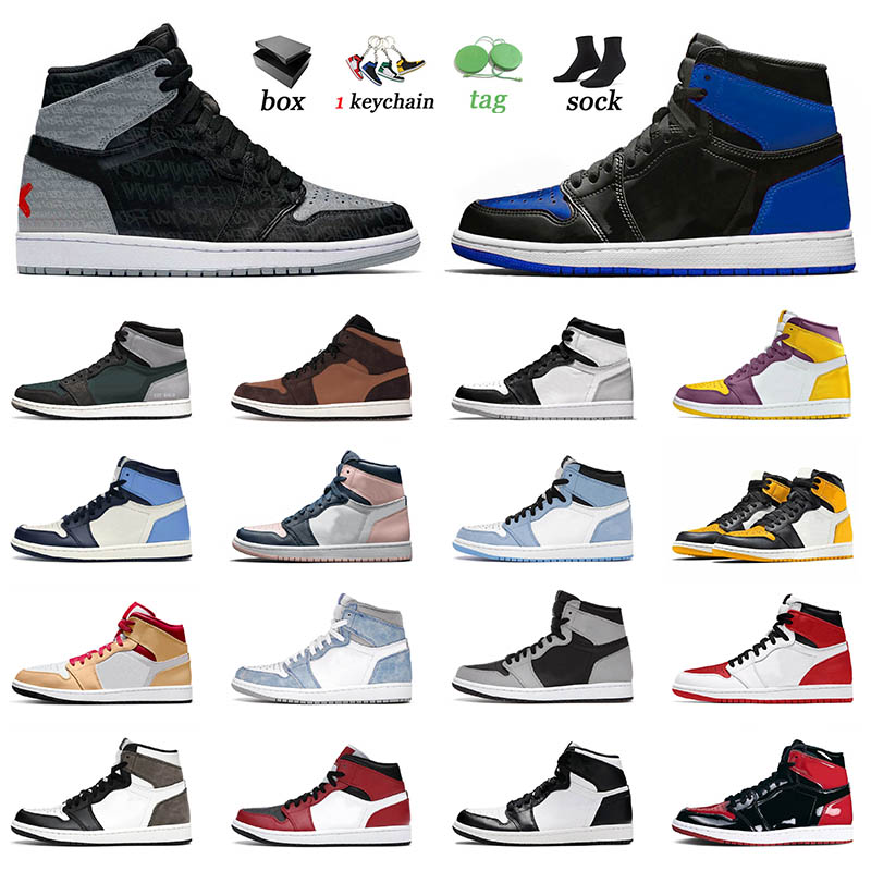 

Womens Mens 1 1s Basketball Shoes Jumpman Sanded Purple CO Japan Neutral Grey Brotherhood Rebellionaire Chenille Mens Sneakers Trainers Size 36-46, A26 chenille 36-47