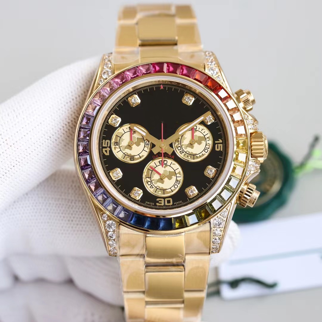 

TWF Mens Watch Diamond Watch Automatic Mechanical Movement 7750 Thickness 13M Stainless Steel Case Strap Waterproof 50M, Box