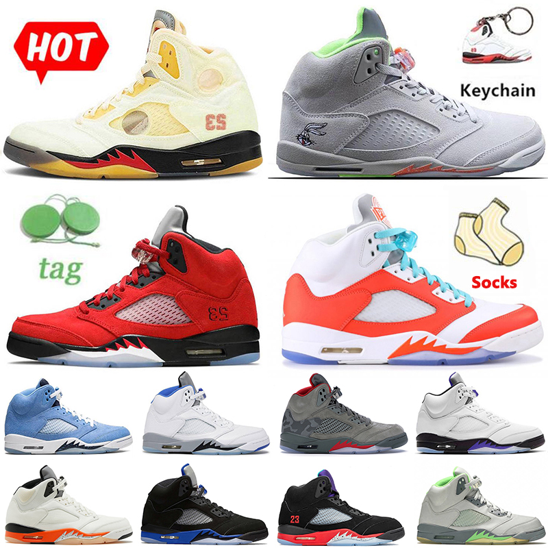 

2022 With Socks Jumpman 5 5s mens Basketball Shoes Retro 5 PRFC Easter Concord Racer Blue Raging Bull Sail Green Bean men Trainers Sports Sneakers Size 47, No#9 bluebird 40-47
