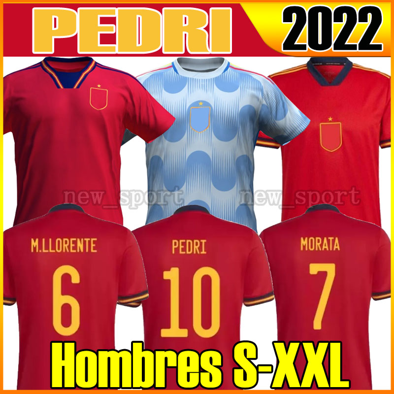 

22 23 Spain WORLD CUP PEDRI #10 soccer jerseys Espana MORATA FERRAN KOKE GAVI TORRES AZPILICUETA 2022 2023 RAMOS fans version football shirts men kids kit Hombres S-XXL, 20 21 away patch
