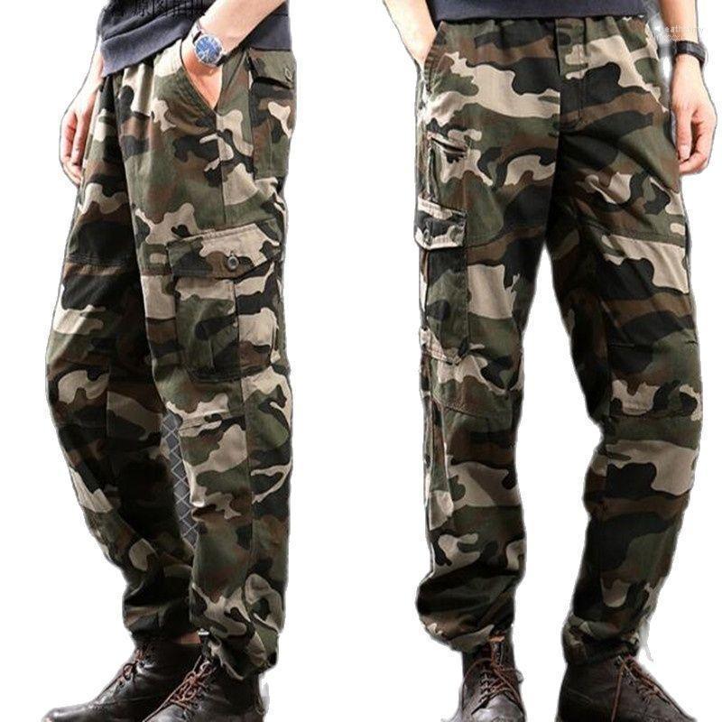 

Men's Pants Men's Camouflage Pure Cotton Casual Multi Pockets Military Tactical Men Outwear Straight Tall Waist TrousersMen's Heat22, Camouflage black