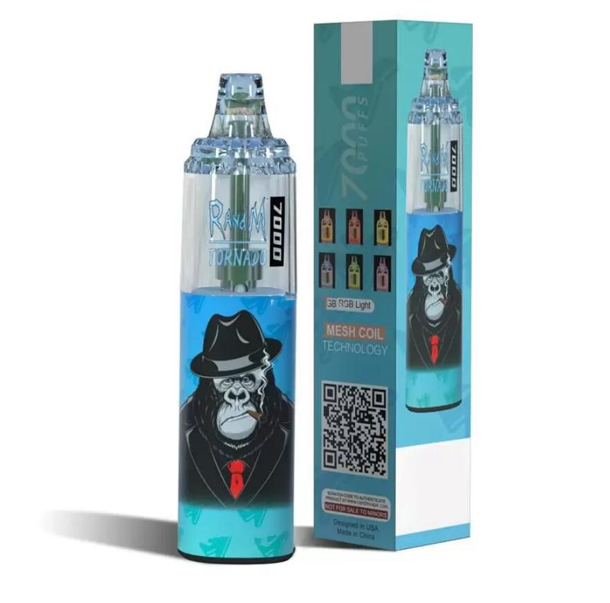 

100% Original Authentic RandM Tornado 7000 Puffs Disposable E cigarettes Pod Device 14ml Cartridge Mesh Coil Vape Pen Kit VS Aroma King Gunnpod Puff Flex TWINS AZ