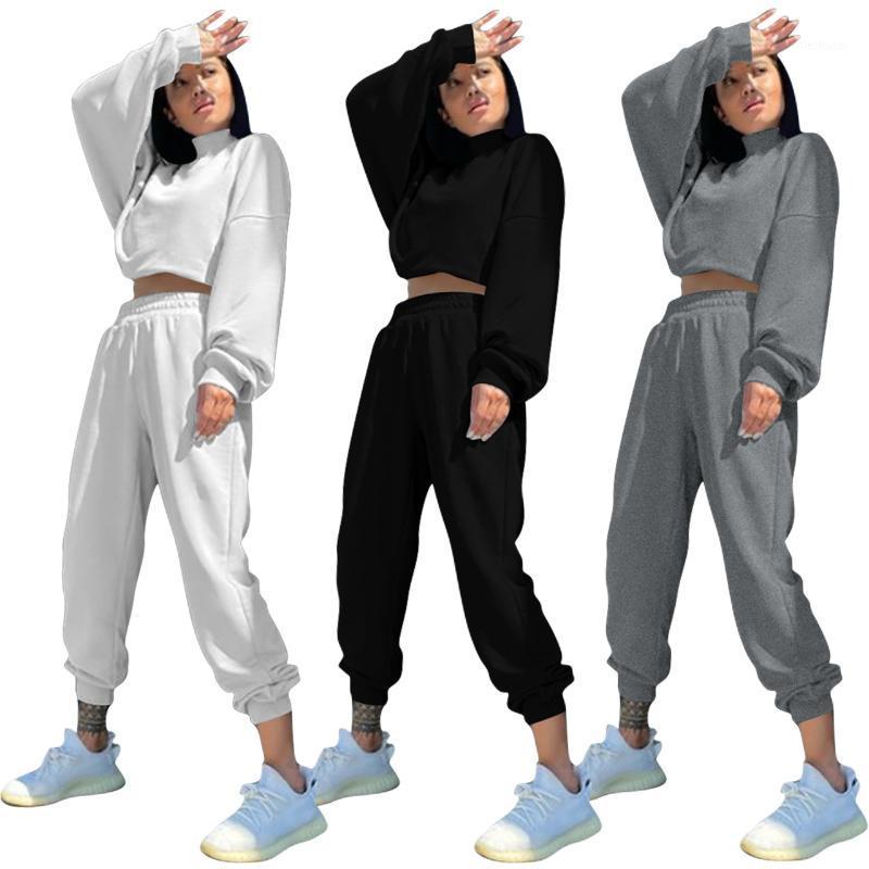 

Women' Two Piece Pants Winter Turtleneck Tracksuit 2 Sets, White