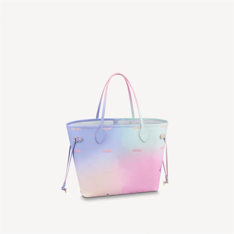

Explosive Women's MM M46077 tote bag colorful gradient Sunrise Pastel coated canvas Cowhide-leather side laces Gold-color har266u, Send me a message for more pictures.
