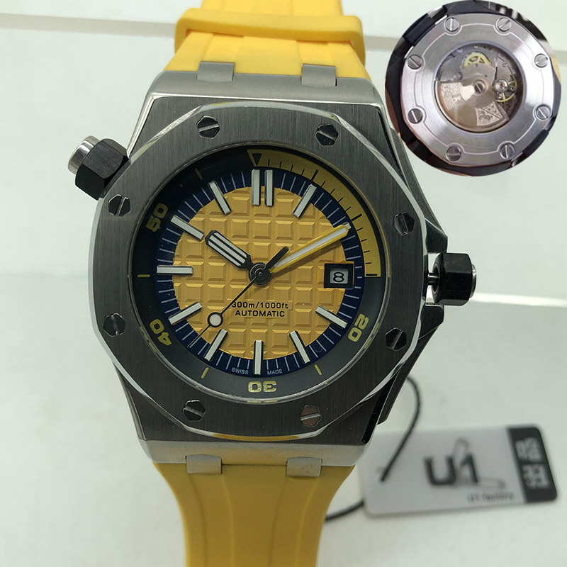 

mens automatic mechanical movement watches Sapphire glass 5 ATM waterproof Rubber Watchband Diving Super Luminous u1 mens Watch 2021, Customize