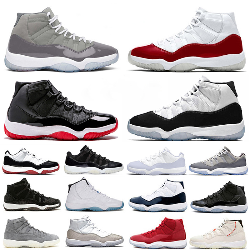 

11 Retro Basketball Shoes Mens Women JUMPMAN 11s Cool Grey Cap and Gown Gym Red Gamma Blue Space Jam UNC Jubilee Bred Cherry Concord Midnight Navy Designer Sneakers, Bubble package bag