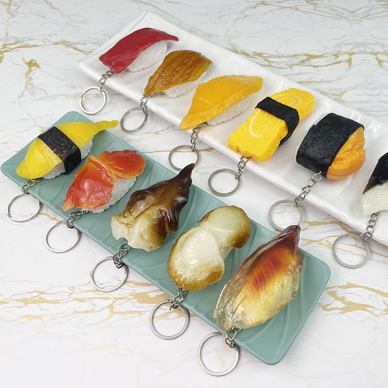 

Keychains Simulation Fake Sushi Model Keychain Fun Japanese Rice Ball Salmon Pendant Food DecorationKeychains KeychainsKeychains