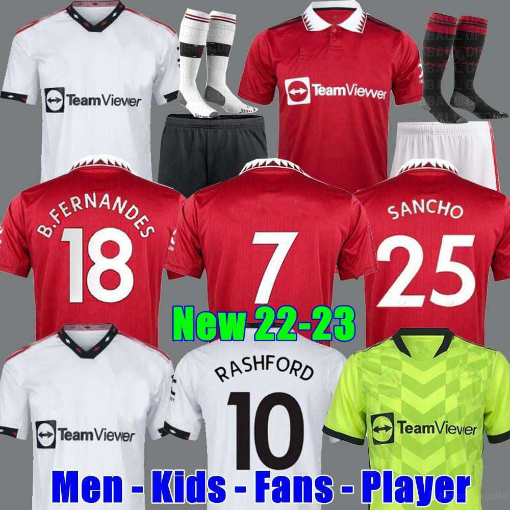 21 22 23 SANCHO soccer jerseys Fans Player version BRUNO FERNANDES MAN uTd RASHFORD football shirt 2022 2023 men kids kit sets McTominay-image-776458666