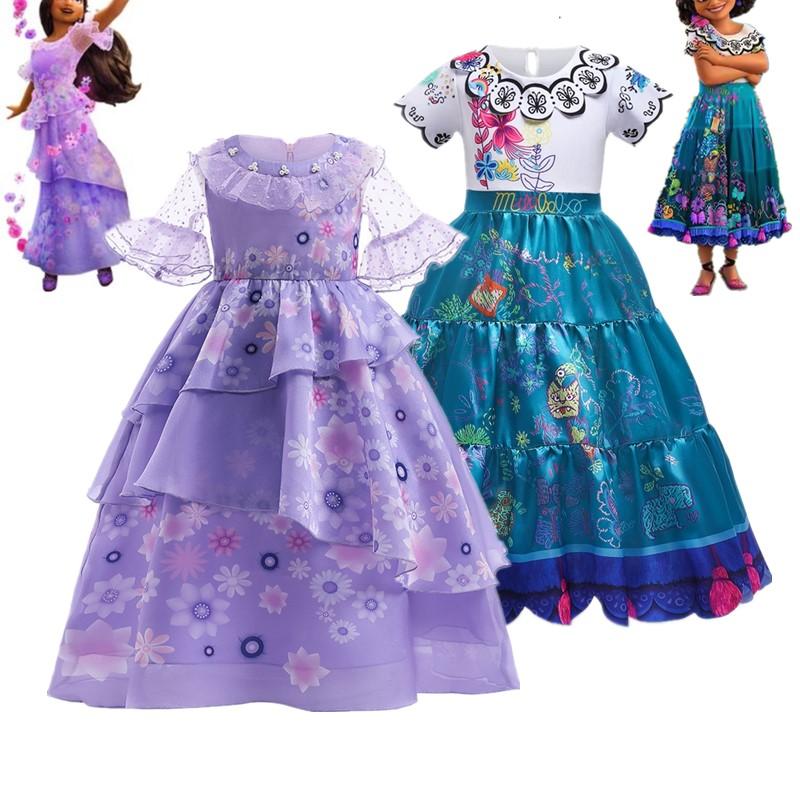 

Girl's Dresses Encanto Princess Costume Children Canival Clothing Kids Halloween Cosplay Mirabel Girls Party Dress Up Disguise WearingGirl's, Only dress 1