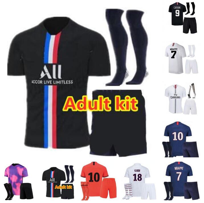 

adult kit 18 19 20 CAVANI MBAPPE soccer jerseys Maillots de football 2018 2019 2020 VERRATTI ICARDI DI MARIA Marquinhos shirt uniforms enfants psgs foot third 3rd 4th