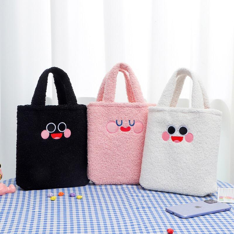 

Evening Bags Bentoy Milkjoy Korea Fashion Girls Toast Flannel Handbag Women Daily Shopping Gauze Should Soft Casual Tote School BagEvening, Black