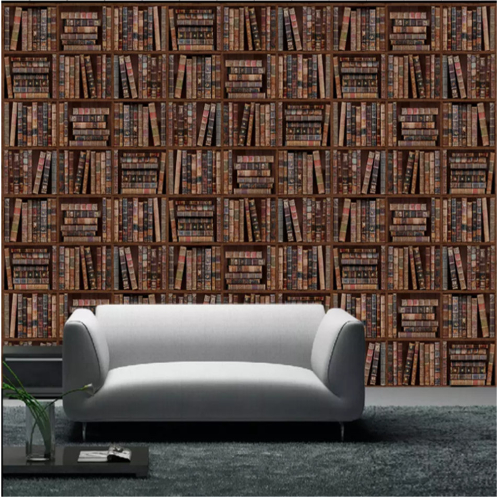 

European Retro Books Bookshelf Photo Wallpapers Study Office Papel De Parede 3d Wall Papers Home Decor, Brown