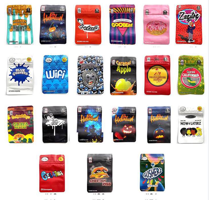 

20 type print Backpack boyz mylar bags matte stand up pouch plastic packaging bag with child proof zipper 3.5 g