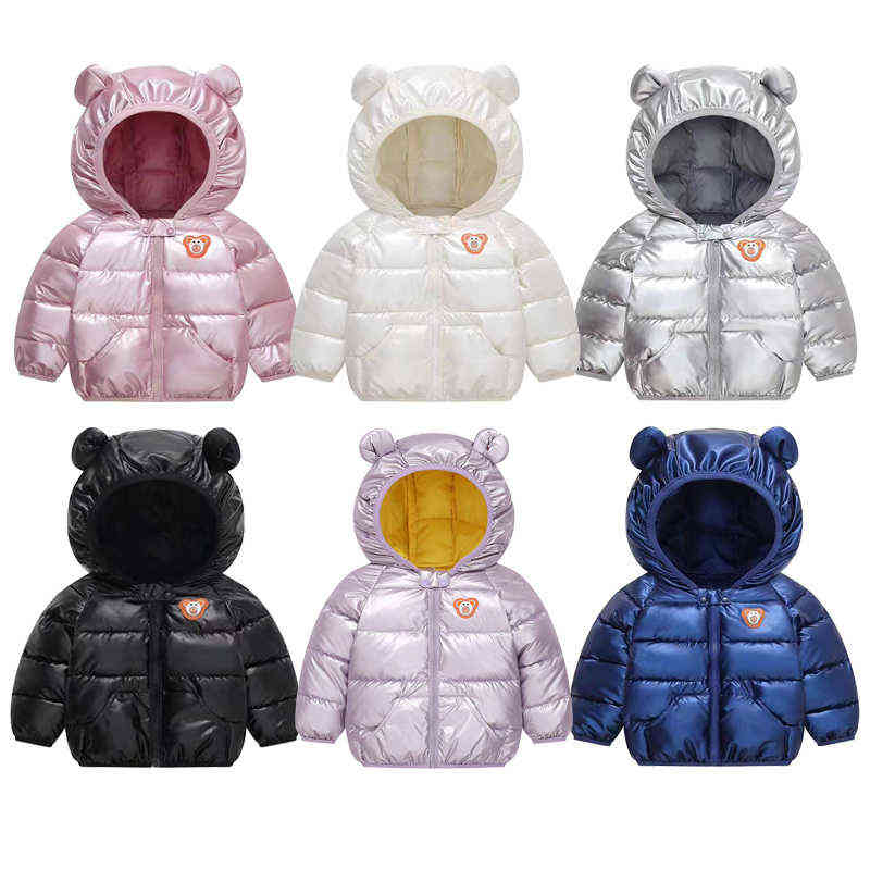 

1 2 3 4 5 Year Children Down Jacket Cartoon Bear Winter Keep Fashion Girls Jacket Hooded Zipper Baby Outerwear Children Clothes J220718, As shown in the picture