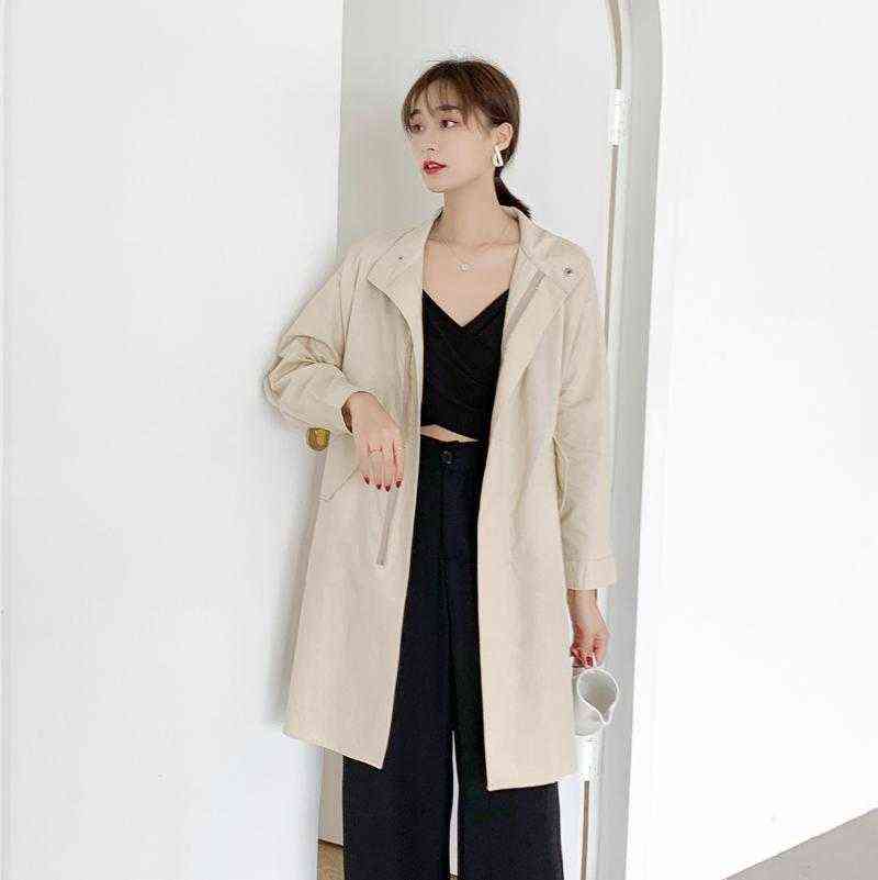 

Women's Trench Coats Jaqueta Masculina Waist Rope Mid-length Windbreaker Women 2021 Korean Autumn And Winter Jacket Coat T220811, As pic