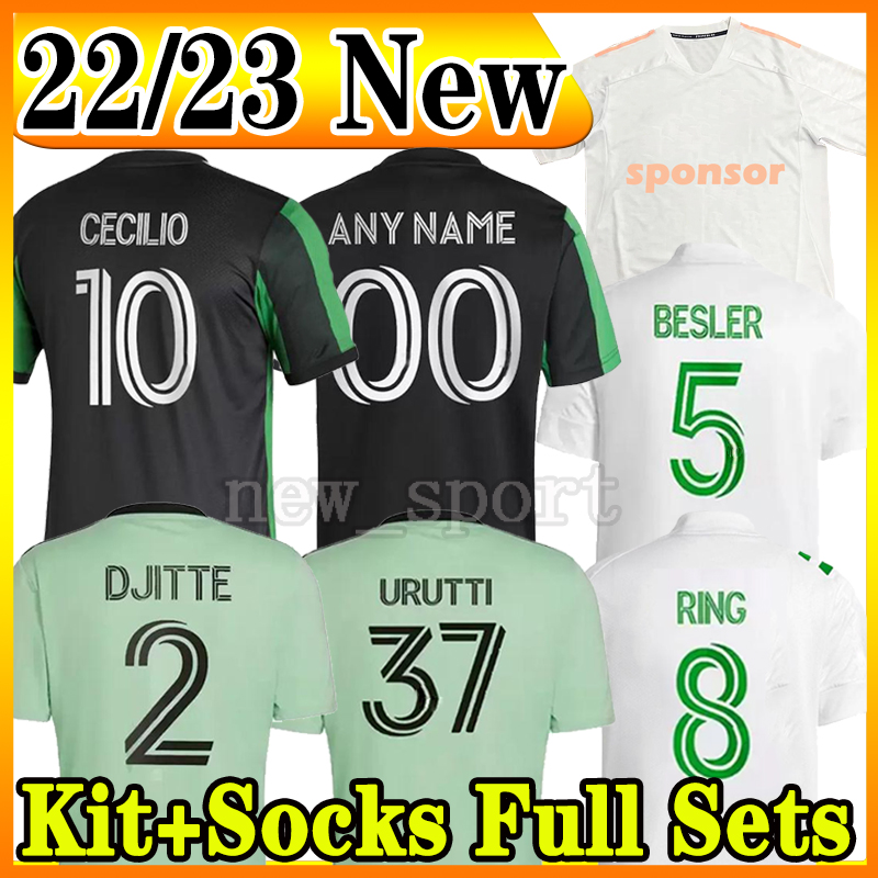 

22 23 MLS Austin FC Parley version Soccer Jerseys Home away Djitte Driussi Ring Cecilio Fagundez URUTTI 2022 2023 football jersey Men women kids kit uniforms quality, Aositing 21 22 away