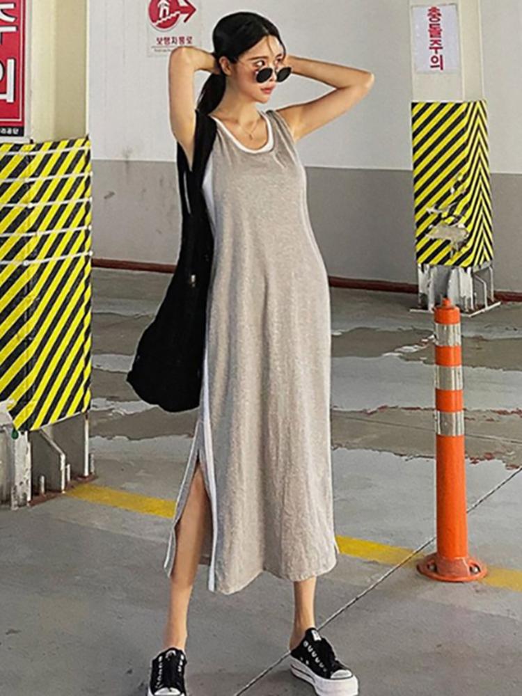 

Casual Dresses Sexy Women Dress Summer 2022 Solid Short Sleeve Maxi For Long Lady DressesCasual, Black