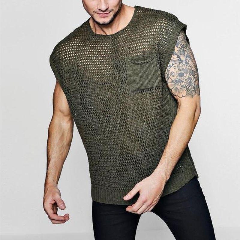 

Men' T-Shirts Mens Sexy Fishnet See Through Tank Top Muscle Workout T Shirt Men Mesh Transparent Shirts Nightclub Party Tee Homme XXXLMen, As picture show