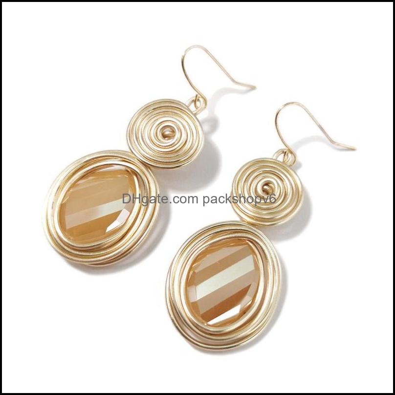 Chandelier en peluche à la main Big Champagne Crystal Boucles d'oreilles pour femmes Fashion Wire Helical Golden Sie Packshopv6 Dhblj