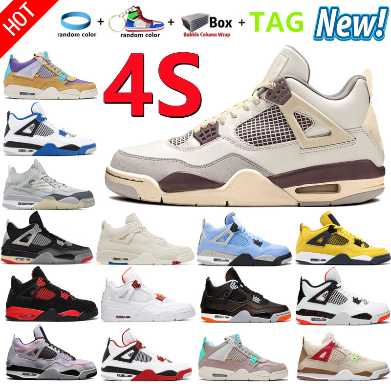 

2022 IV 4S Mens Women Basketball Shoes 4 Military Black Cement Oreo Cat 4s Fire Red Bred Sail University Blue Infrared Taupe Haze A Ma Maniere Soft Pink Sports Sneakers, Box