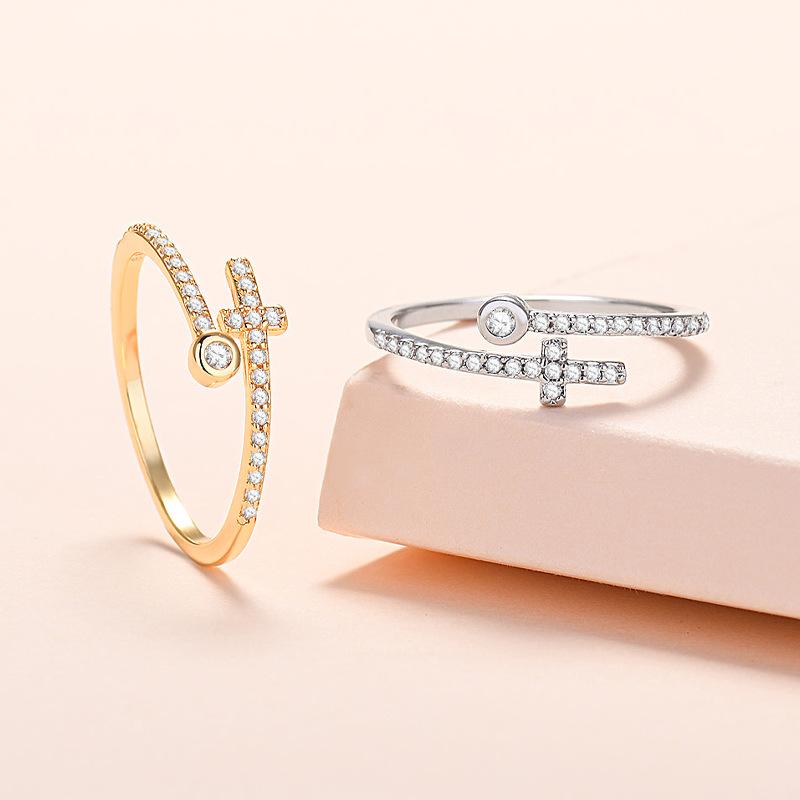 

Cluster Rings Designer Cross Ring Zircon Open Thin RingCluster