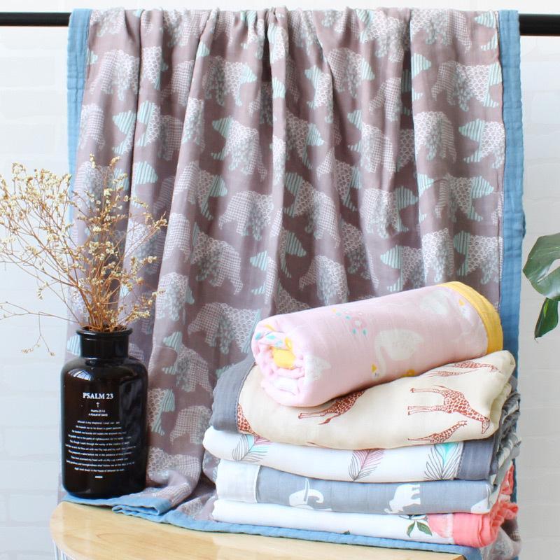 

Blankets & Swaddling Summer 4Layers Baby Swaddle Throw Born Cotton Animal Printed Muslin Wrap Infant Girls Boys Unisex Bedding 115*115cm