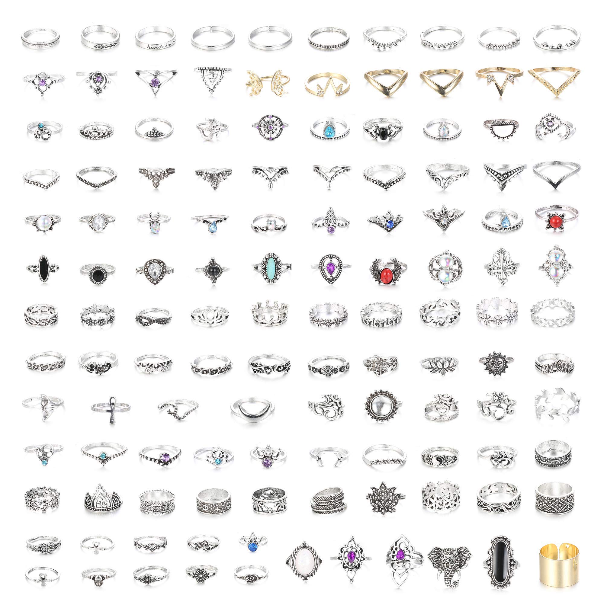 

Band Rings Knuckle Set Vintage Hollow Stackable Finger For Women amPjo