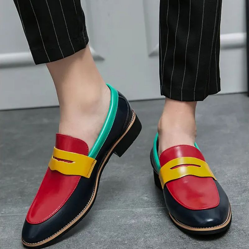 

New Loafers Men Shoes PU Color Matching Classic Wild Fashion Retro Business Casual Party Outdoor Mask Slip-on Dress Shoes HM385, Clear