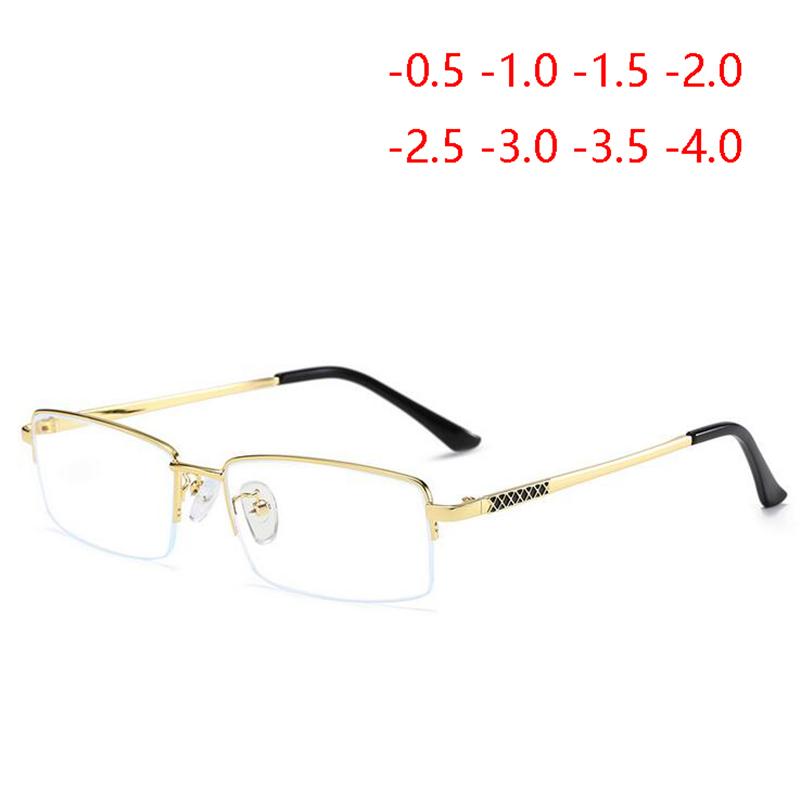 

Fashion Sunglasses Frames Metal Half Frame Blue Light Blocking Square Prescription Eyeglasses Business Men Nearsighted Glasses Diopter 0 -0.