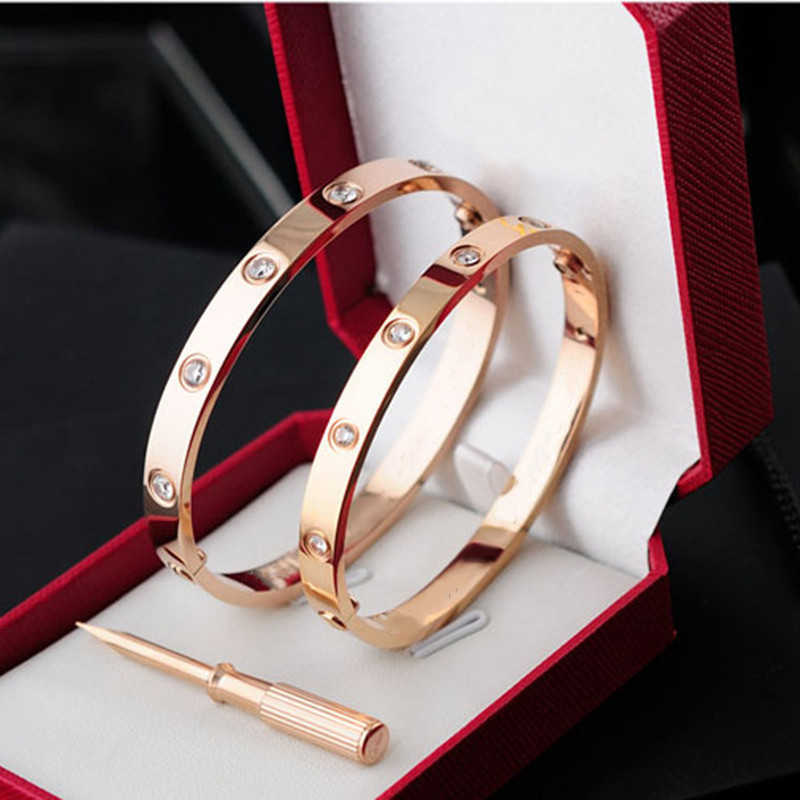 2021 Nail Screw Charm Bracelets Design Women Love Bangle Men Luxury Designer Jewelry Stainless Steel Lovers Gift Silver Rose Gold Diamond-image-744777830
