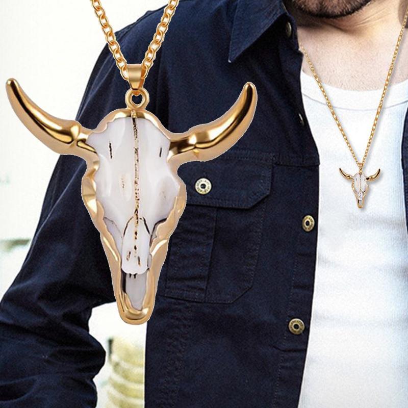 

Chains Hip Hop Bull's Head Shape Pendant Clavicle Chain Simple Light Luxury Design Men's Necklace Personality Harajuku AccessoryChai