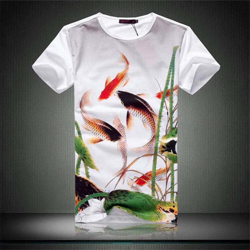 

Men's T-Shirts Exquisite Fish Bamboo Pattern 3d Print Rhinestone Short Sleeve T Shirt Summer 2022 Quality Cotton Fashion Luxury MenMen's, As picture