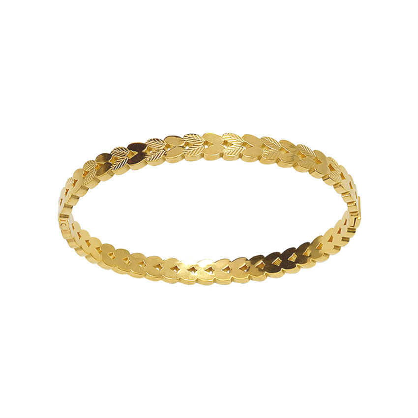 

Stainless Steel Bangles For Women Geometric Leaf Bangle Accessory Luxury Designer Fashion African Jewelry Dubai Christmas Gifts Wedding Holiday Party Elegant
