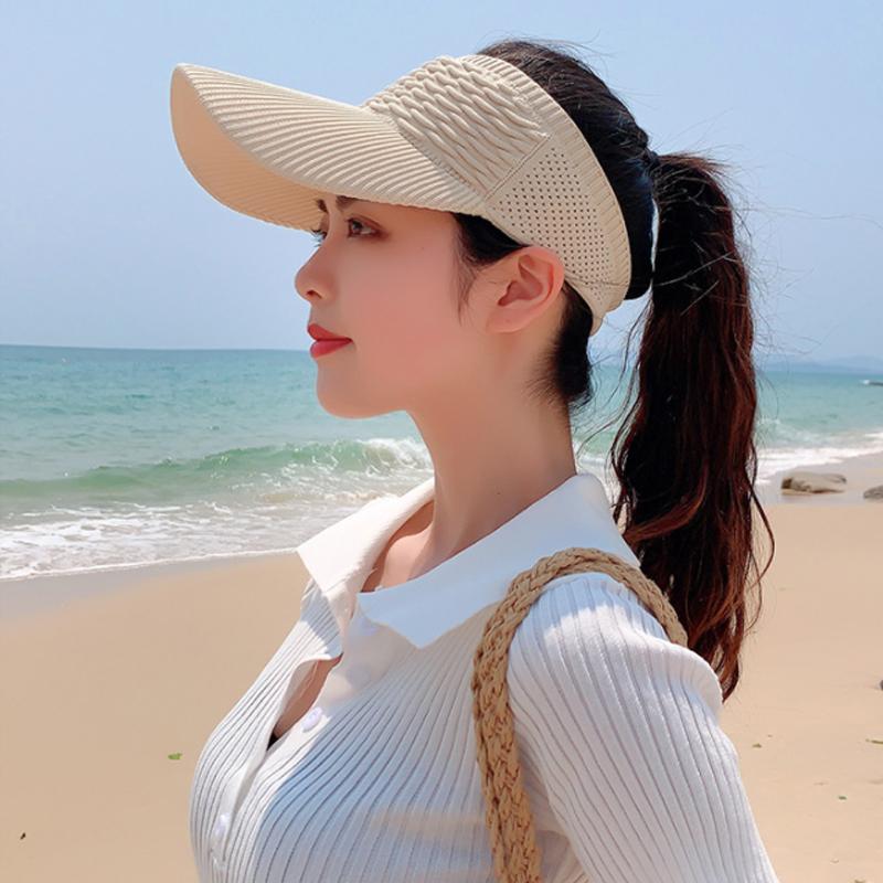 

Berets 2022 Solid Colo Cotton Empty Top Hat Outdoor Sports Cycling Visors Hats Breathable Hole Sun Elastic Adjustable Baseball Caps, White