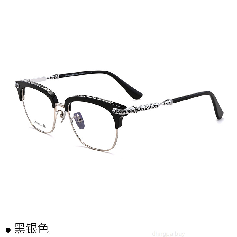 

New ch Chrome Sunglasses Frames Sword Glasses Frame New Ultra Light Pure Titanium Half Plain Color Men and Women Myopia Hearts Trend P6nv