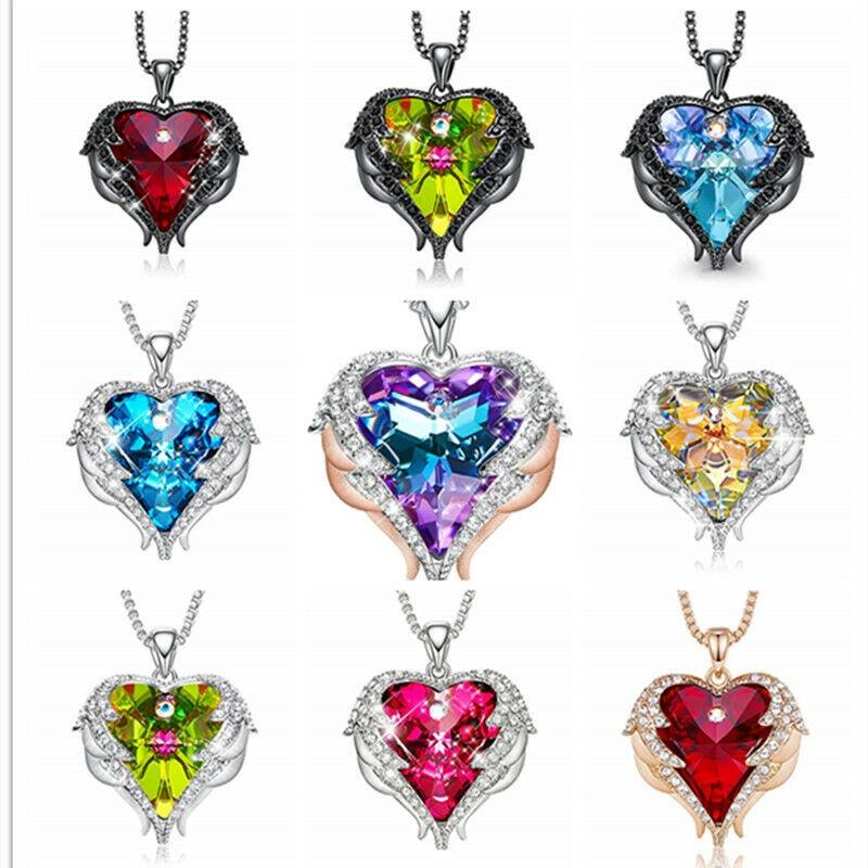 

Pendant Necklaces Angle Wing Love Heart Sapphire Silver Tone/Gold Tone Jewelry