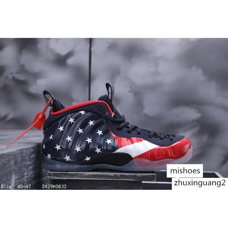 

2018 New Penny Hardaway Captain American Flag Basketball Shoes Top quality Purple Blue Denim Designer Foam One Mens Trainers Sneakers 40-46
