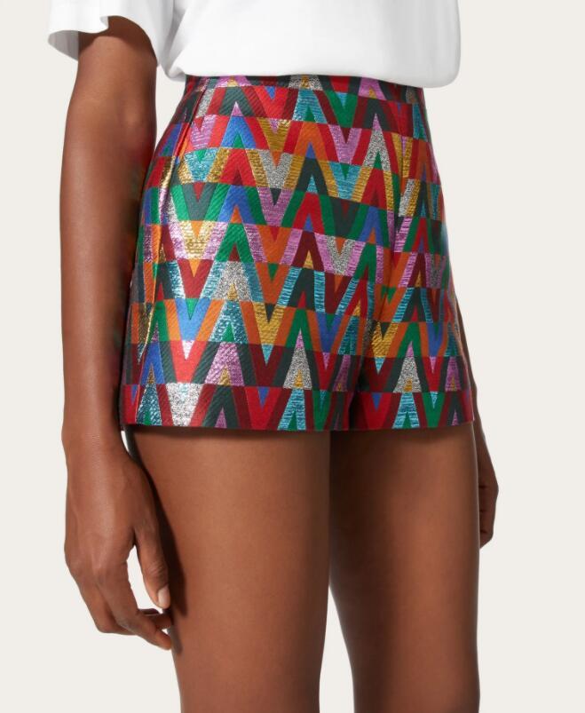 

Women' T-Shirt 123659 123655 123657 Women Gradient Letter Drawcord Sweatshirt Top Short Sleeve Contrast V Pattern Jacquard Shorts