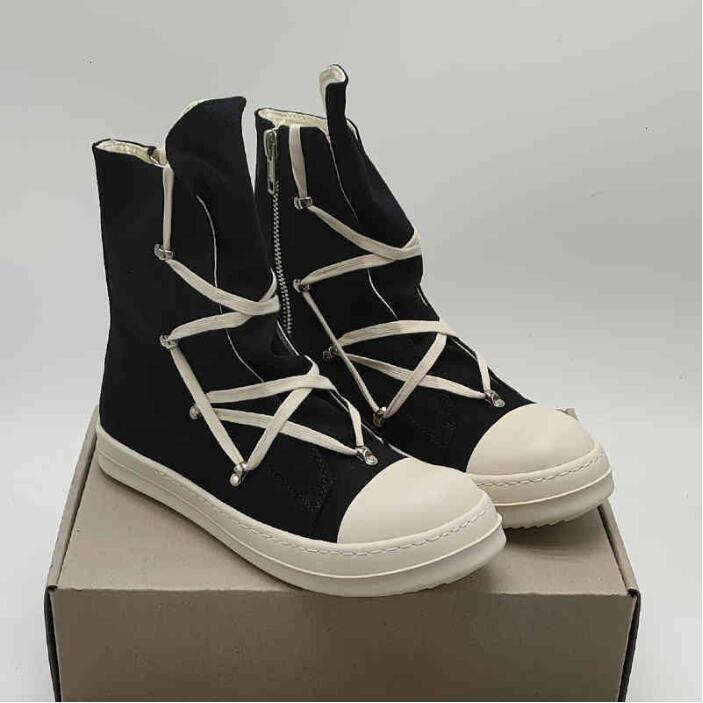 

2022 Dress Shoes Rick canvas sneakers for men and women Owens shoelaces high soled boots casual shoes HOT