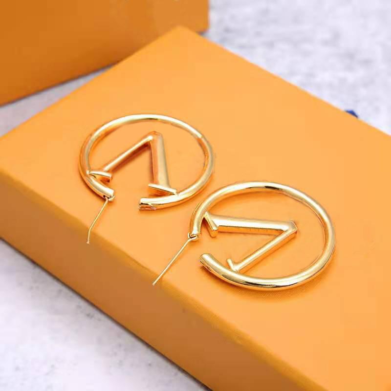 

Designer Luxury Fashion 18K Gold Hoop Earrings lady Women Party Ear Studs Wedding Lovers Gift Engagement Jewelry With Box