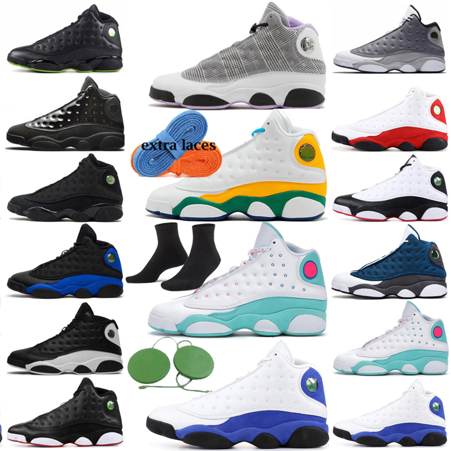 

13s mens womens basketball shoes 13 Men's Luxury Shoes Brave Blue Del Sol Obsidian Flint Court Purple Starfish Black Cat Bred Chicago, Box