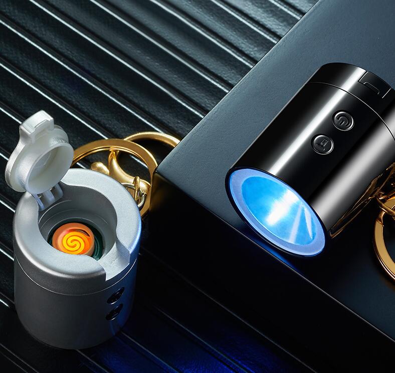 

Newest Colorful Metal Multi-function USB Lighters Dry Herb Tobacco Cigarette Smoking Holder Keychains LED Flashlight Lighter