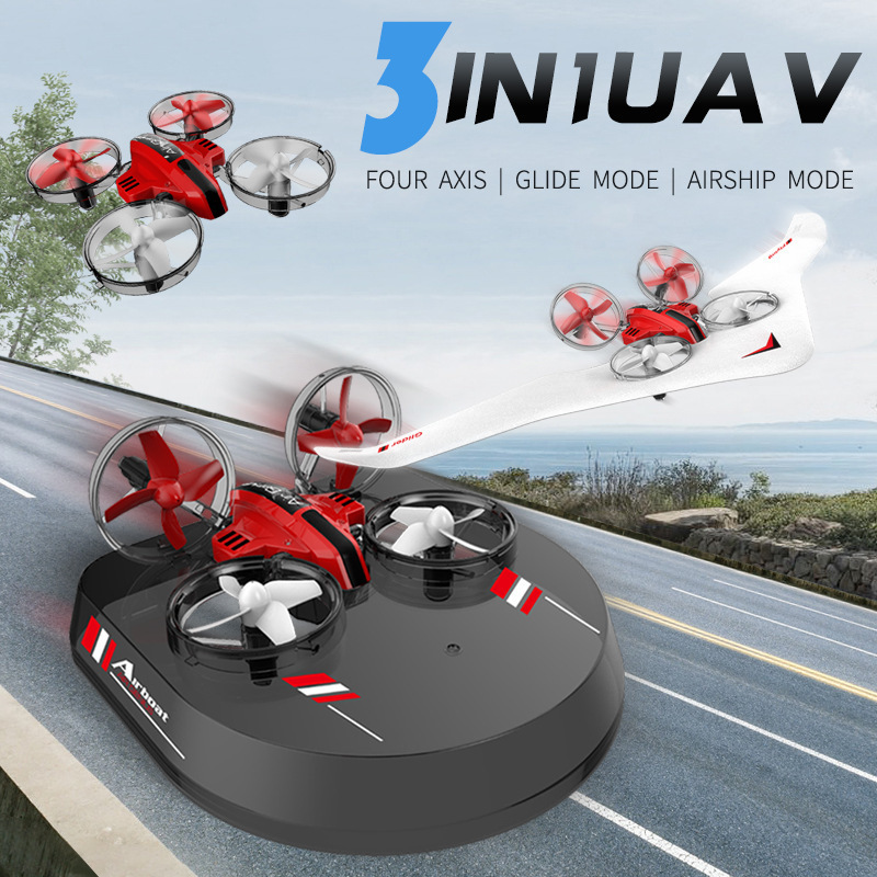 L6082 Land Water And Air Four Axis Mini Drone RC Boat Car Glider 3 In 1 Remote Control quadcopter Toys-image-768557195